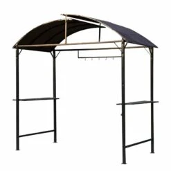 Outsunny BBQ Canopy Awning Shelter L250 X W126 X H250cm With Side Shelves And Hooks - Coffee - 01-0876