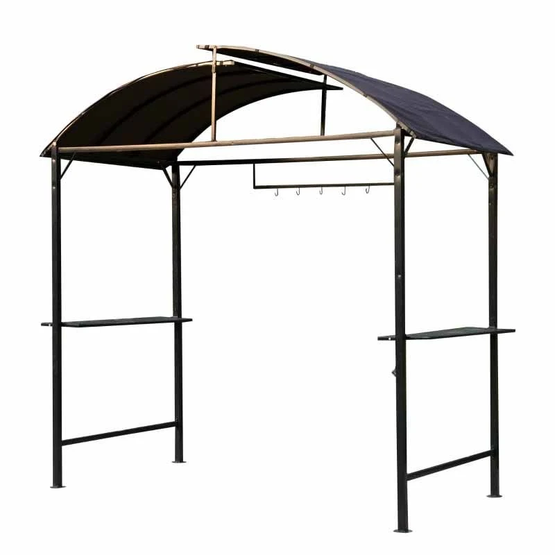 Outsunny BBQ Canopy Awning Shelter L250 X W126 X H250cm With Side Shelves And Hooks - Coffee - 01-0876 1 Outsunny BBQ Canopy Awning Shelter L250 X W126 X H250cm With Side Shelves And Hooks - Coffee - 01-0876