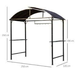 Outsunny BBQ Canopy Awning Shelter L250 X W126 X H250cm With Side Shelves And Hooks - Coffee - 01-0876 12 Outsunny BBQ Canopy Awning Shelter L250 X W126 X H250cm With Side Shelves And Hooks - Coffee - 01-0876 -OUTSUNNY Sales Shop outsunny 01 0876 bbq shelter 2