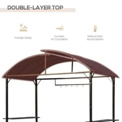 Outsunny BBQ Canopy Awning Shelter L250 X W126 X H250cm With Side Shelves And Hooks - Coffee - 01-0876 14 Outsunny BBQ Canopy Awning Shelter L250 X W126 X H250cm With Side Shelves And Hooks - Coffee - 01-0876 -OUTSUNNY Sales Shop outsunny 01 0876 bbq shelter 3