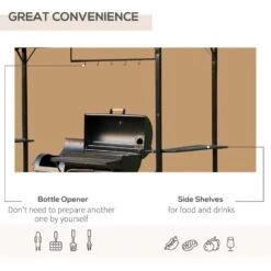 Outsunny BBQ Canopy Awning Shelter L250 X W126 X H250cm With Side Shelves And Hooks - Coffee - 01-0876 15 Outsunny BBQ Canopy Awning Shelter L250 X W126 X H250cm With Side Shelves And Hooks - Coffee - 01-0876 -OUTSUNNY Sales Shop outsunny 01 0876 bbq shelter 4