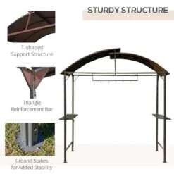 Outsunny BBQ Canopy Awning Shelter L250 X W126 X H250cm With Side Shelves And Hooks - Coffee - 01-0876 16 Outsunny BBQ Canopy Awning Shelter L250 X W126 X H250cm With Side Shelves And Hooks - Coffee - 01-0876 -OUTSUNNY Sales Shop outsunny 01 0876 bbq shelter 5