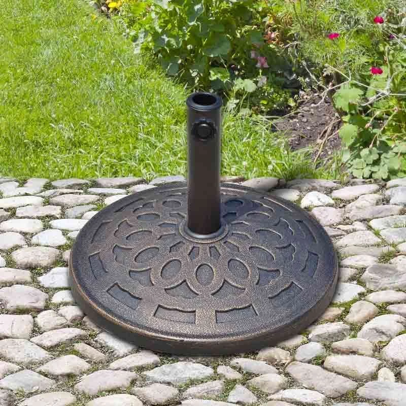 Outsunny Patio Umbrella Stand Parasol Base 14kg Round - Bronze - 01-0898 9 Outsunny Patio Umbrella Stand Parasol Base 14kg Round - Bronze - 01-0898 - Image 9