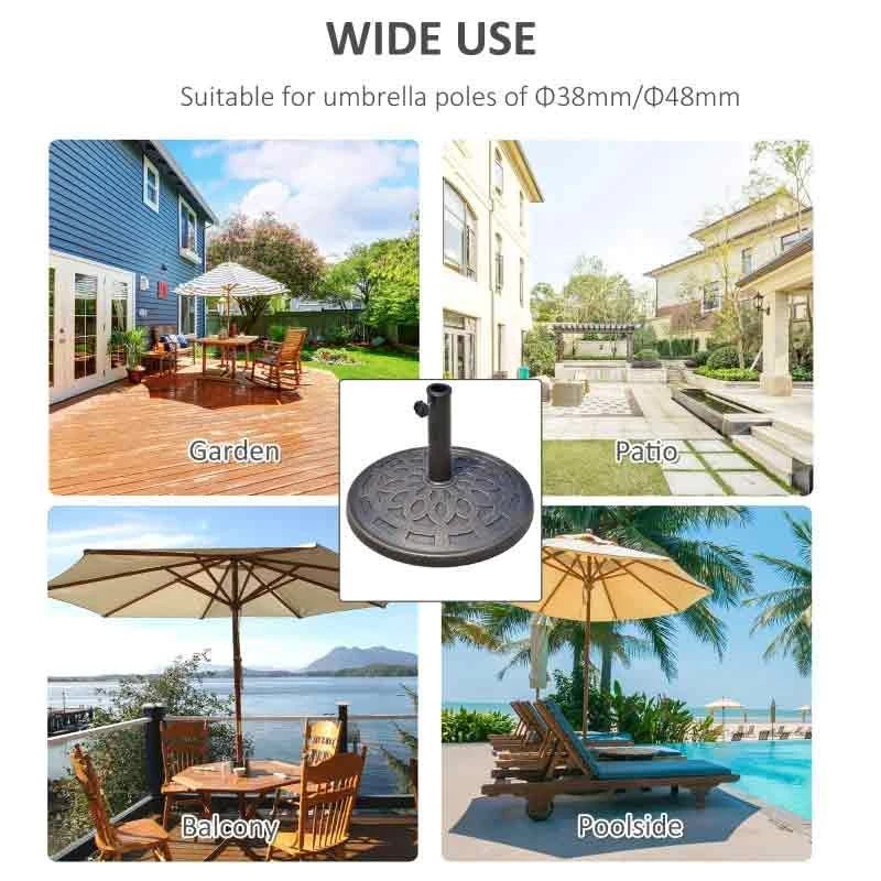 Outsunny Patio Umbrella Stand Parasol Base 14kg Round - Bronze - 01-0898 6 Outsunny Patio Umbrella Stand Parasol Base 14kg Round - Bronze - 01-0898 - Image 6