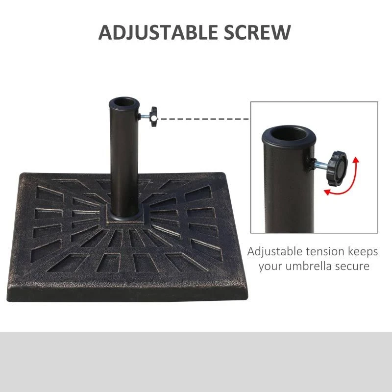 Outsunny 15kg Square Patio Umbrella Stand Base - Bronze - 01-0899 9 Outsunny 15kg Square Patio Umbrella Stand Base - Bronze - 01-0899 - Image 9