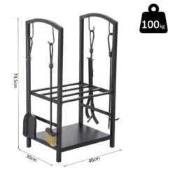 OUTSUNNY HOMCOM Double Tier Firewood Log Rack - Black - 820-143 -OUTSUNNY Sales Shop outsunny 820 143 1