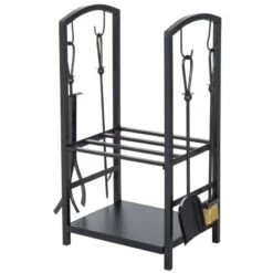 OUTSUNNY HOMCOM Double Tier Firewood Log Rack - Black - 820-143 -OUTSUNNY Sales Shop outsunny 820 143 2