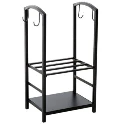 OUTSUNNY HOMCOM Double Tier Firewood Log Rack - Black - 820-143 -OUTSUNNY Sales Shop outsunny 820 143 4