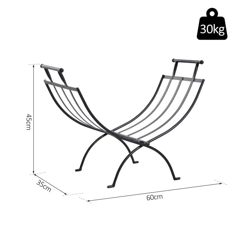 Outsunny Folding Wood Log Holder - Black - 820-150 8 Outsunny Folding Wood Log Holder - Black - 820-150 - Image 8