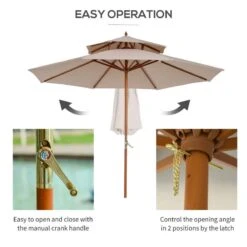 Outsunny 2.7m Patio Double Tier Umbrella Parasol - Beige - 840-025 -OUTSUNNY Sales Shop outsunny 840 025 6