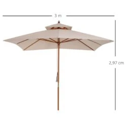 Outsunny 3x3m Double Tier Patio Parasol - Beige - 840-026 -OUTSUNNY Sales Shop outsunny 840 026 2