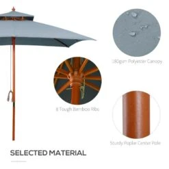 Outsunny 3x3m Wood Square Patio Parasol - Dark Grey - 840-026CG -OUTSUNNY Sales Shop outsunny 840 026cg 3