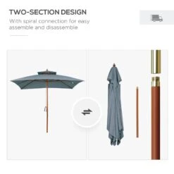 Outsunny 3x3m Wood Square Patio Parasol - Dark Grey - 840-026CG -OUTSUNNY Sales Shop outsunny 840 026cg 6