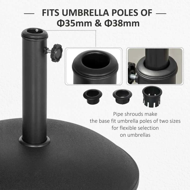 Outsunny 20kg Umbrella Base - Black - 840-040 6 Outsunny 20kg Umbrella Base - Black - 840-040 - Image 6