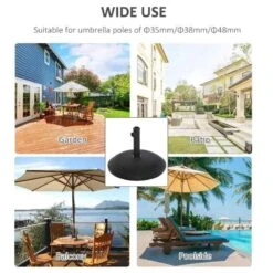 Outsunny 25kg Round Umbrella Base - Black - 840-047 -OUTSUNNY Sales Shop outsunny 840 047 4