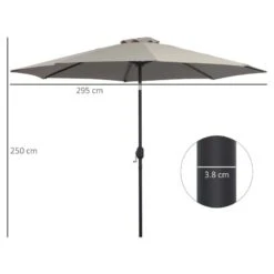 Outsunny 3m Patio Parasol With Tilt And Crank - Light Grey - 840-070GY -OUTSUNNY Sales Shop outsunny 840 070gy 1