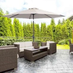 Outsunny 3m Patio Parasol With Tilt And Crank - Light Grey - 840-070GY