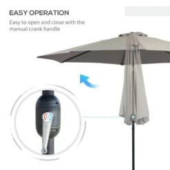 Outsunny 3m Patio Parasol With Tilt And Crank - Light Grey - 840-070GY -OUTSUNNY Sales Shop outsunny 840 070gy 3