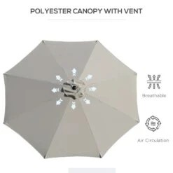 Outsunny 3m Patio Parasol With Tilt And Crank - Light Grey - 840-070GY -OUTSUNNY Sales Shop outsunny 840 070gy 6