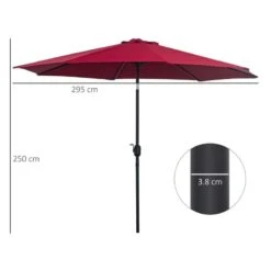 Outsunny 3m Patio Parasol With Tilt And Crank - Wine Red - 840-070WR -OUTSUNNY Sales Shop outsunny 840 070wr 1