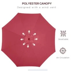 Outsunny 3m Patio Parasol With Tilt And Crank - Wine Red - 840-070WR -OUTSUNNY Sales Shop outsunny 840 070wr 5