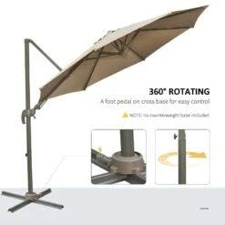 Outsunny 3m Beach Hanging Umbrella Parasol - Beige - 840-122 -OUTSUNNY Sales Shop outsunny 840 122 4