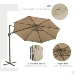 Outsunny 3m Beach Hanging Umbrella Parasol - Beige - 840-122 -OUTSUNNY Sales Shop outsunny 840 122 5