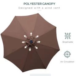 Outsunny Umbrella Parasol 24 Solar LED - Brown/Coffee - 840-125CF -OUTSUNNY Sales Shop outsunny 840 125cf 2