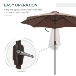 Outsunny Umbrella Parasol 24 Solar LED - Brown/Coffee - 840-125CF -OUTSUNNY Sales Shop outsunny 840 125cf 5