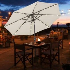 Outsunny Tilt Patio Parasol With 24 LED Light & Hand Crank - White - 840-125CW 18 Outsunny Tilt Patio Parasol With 24 LED Light & Hand Crank - White - 840-125CW -OUTSUNNY Sales Shop outsunny 840 125cw 1