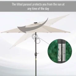 Outsunny Tilt Patio Parasol With 24 LED Light & Hand Crank - White - 840-125CW 14 Outsunny Tilt Patio Parasol With 24 LED Light & Hand Crank - White - 840-125CW -OUTSUNNY Sales Shop outsunny 840 125cw 5