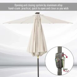 Outsunny Tilt Patio Parasol With 24 LED Light & Hand Crank - White - 840-125CW 13 Outsunny Tilt Patio Parasol With 24 LED Light & Hand Crank - White - 840-125CW -OUTSUNNY Sales Shop outsunny 840 125cw 6
