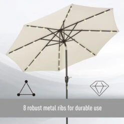 Outsunny Tilt Patio Parasol With 24 LED Light & Hand Crank - White - 840-125CW 12 Outsunny Tilt Patio Parasol With 24 LED Light & Hand Crank - White - 840-125CW -OUTSUNNY Sales Shop outsunny 840 125cw 7