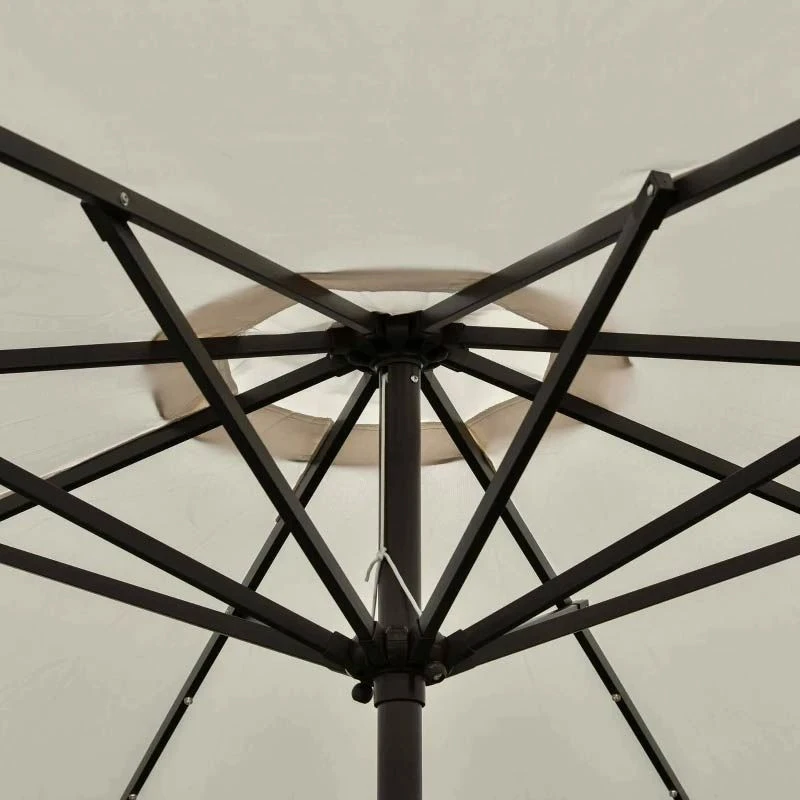 Outsunny Tilt Patio Parasol With 24 LED Light & Hand Crank - White - 840-125CW 2 Outsunny Tilt Patio Parasol With 24 LED Light & Hand Crank - White - 840-125CW - Image 2