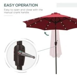 Outsunny Umbrella Parasol 24 Solar LED - Wine Red - 840-125WR -OUTSUNNY Sales Shop outsunny 840 125wr 6