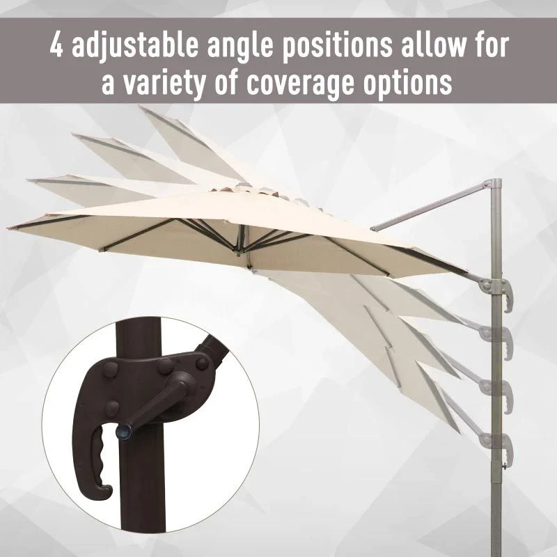 Outsunny 3m Beach Hanging Umbrella Parasol WithHand Crank - Beige - 840-126 8 Outsunny 3m Beach Hanging Umbrella Parasol WithHand Crank - Beige - 840-126 - Image 8