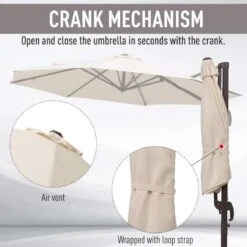Outsunny 3m Beach Hanging Umbrella Parasol WithHand Crank - Beige - 840-126 15 Outsunny 3m Beach Hanging Umbrella Parasol WithHand Crank - Beige - 840-126 -OUTSUNNY Sales Shop outsunny 840 126 4