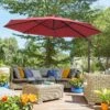 Outsunny 3m Cantilever Parasol With Aluminium Frame - Wine Red - 840-126WR