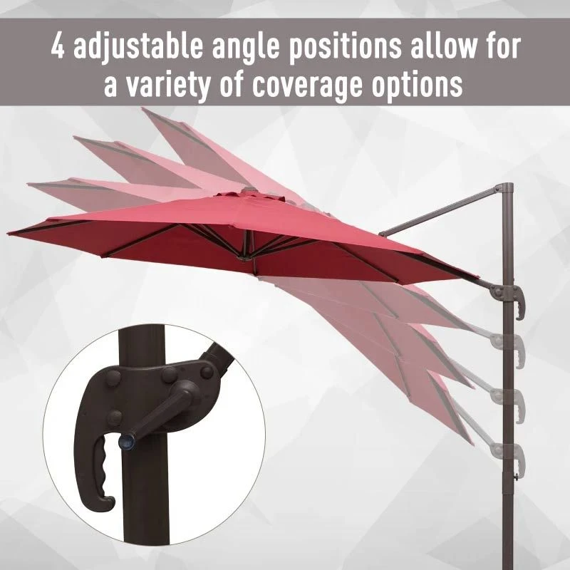 Outsunny 3m Cantilever Parasol With Aluminium Frame - Wine Red - 840-126WR 10 Outsunny 3m Cantilever Parasol With Aluminium Frame - Wine Red - 840-126WR - Image 10