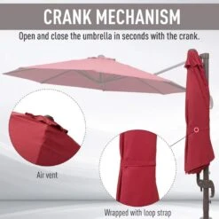 Outsunny 3m Cantilever Parasol With Aluminium Frame - Wine Red - 840-126WR 17 Outsunny 3m Cantilever Parasol With Aluminium Frame - Wine Red - 840-126WR -OUTSUNNY Sales Shop outsunny 840 126wr 5