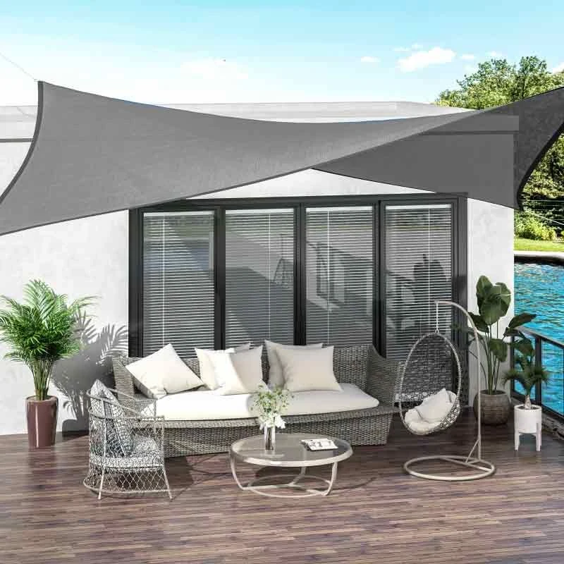 Outsunny 4 X 3m Rectangle Sun Shade Sail With Mounting Ropes UV Protection - Charcoal Grey - 840-233 10 Outsunny 4 X 3m Rectangle Sun Shade Sail With Mounting Ropes UV Protection - Charcoal Grey - 840-233 - Image 10