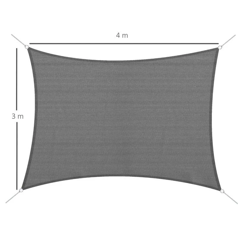 Outsunny 4 X 3m Rectangle Sun Shade Sail With Mounting Ropes UV Protection - Charcoal Grey - 840-233 9 Outsunny 4 X 3m Rectangle Sun Shade Sail With Mounting Ropes UV Protection - Charcoal Grey - 840-233 - Image 9