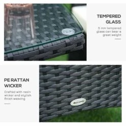 Outsunny 2 Seat Rattan Bistro Chair And Table Set - Black - 841-094 -OUTSUNNY Sales Shop outsunny 841 094 3