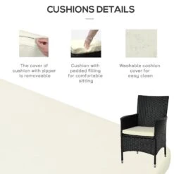 Outsunny 2 Seat Rattan Bistro Chair And Table Set - Black - 841-094 -OUTSUNNY Sales Shop outsunny 841 094 5