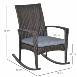 Outsunny Rattan Garden Rocking Chair With Cushion - Grey - 841-146 -OUTSUNNY Sales Shop outsunny 841 146 2