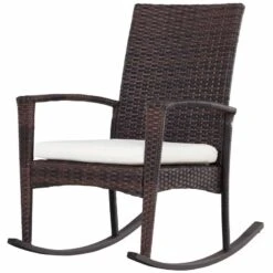 Outsunny Rattan Garden Rocking Chair With Cushion - Brown/Beige - 841-146BN -OUTSUNNY Sales Shop outsunny 841 146bn 10