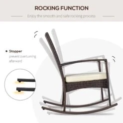 Outsunny Rattan Garden Rocking Chair With Cushion - Brown/Beige - 841-146BN -OUTSUNNY Sales Shop outsunny 841 146bn 3