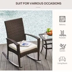 Outsunny Rattan Garden Rocking Chair With Cushion - Brown/Beige - 841-146BN -OUTSUNNY Sales Shop outsunny 841 146bn 6