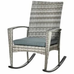 Outsunny Rattan Garden Rocking Chair With Cushion - Light Grey - 841-146LG 13 Outsunny Rattan Garden Rocking Chair With Cushion - Light Grey - 841-146LG -OUTSUNNY Sales Shop outsunny 841 146lg 10