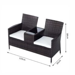 Outsunny 2-Seater Rattan Garden Chair Set With Middle Table - Brown - 841-149BN -OUTSUNNY Sales Shop outsunny 841 149bn 2